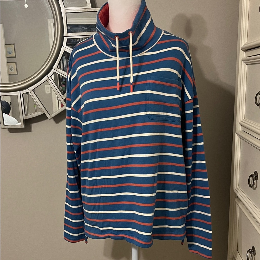 L.L. Bean 100% cotton Striped Funnelneck long sleeve Tunic